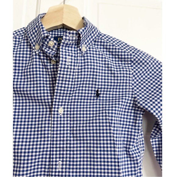 Polo Ralph Lauren Blue Checkered Polo Button down Shirt Sz 3T - Picture 2 of 4